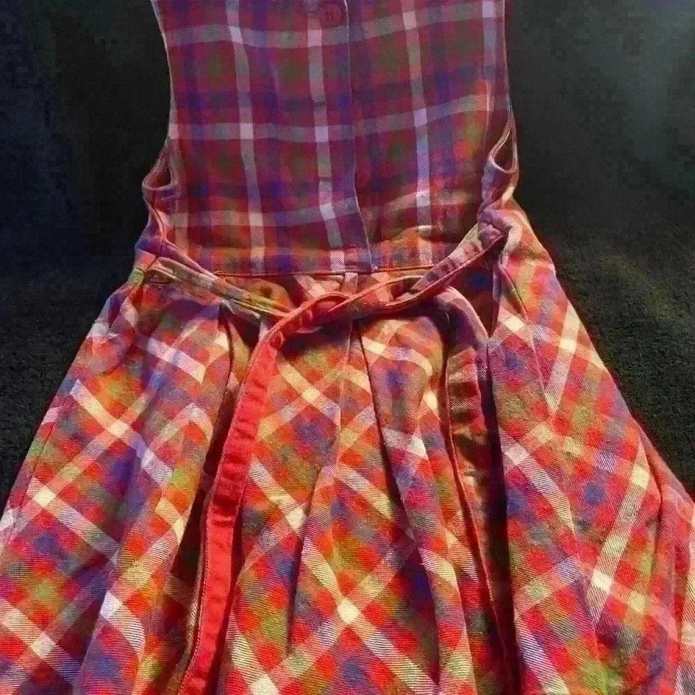 Vintage 1990’s Baby GAP 18-24 Months Plaid dress with buttons and tie back